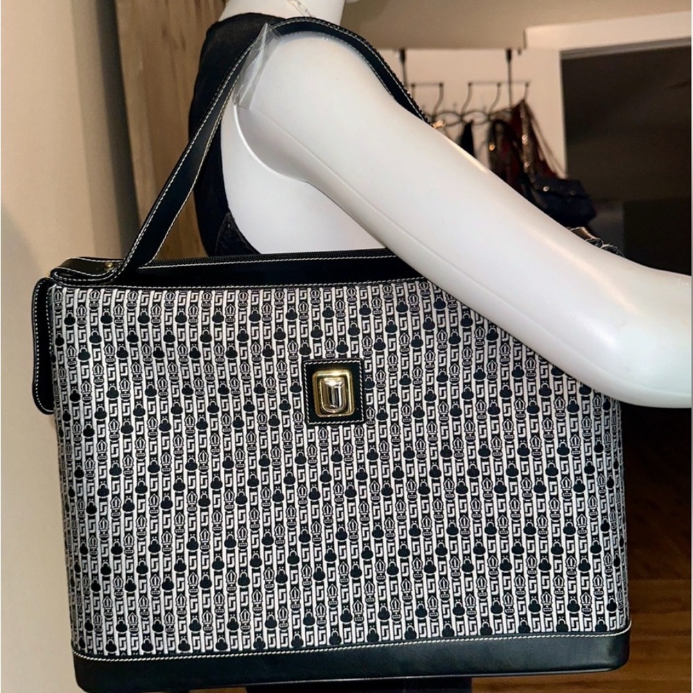 Vintage Judith Leiber Black monogram large bag lacquered